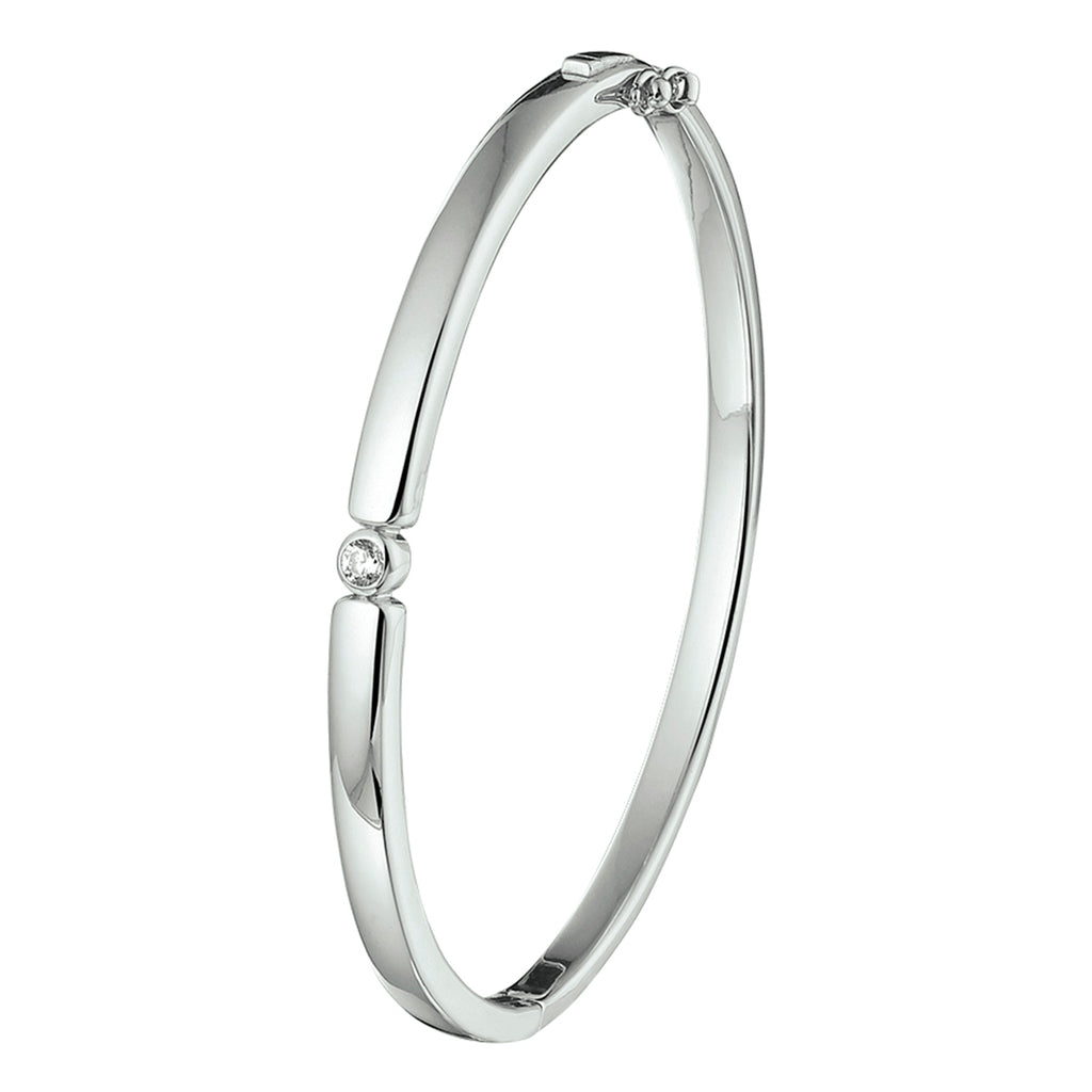 Armreif Scharnier Zirkonia 4,5 x 60 mm Silber rhodiniert