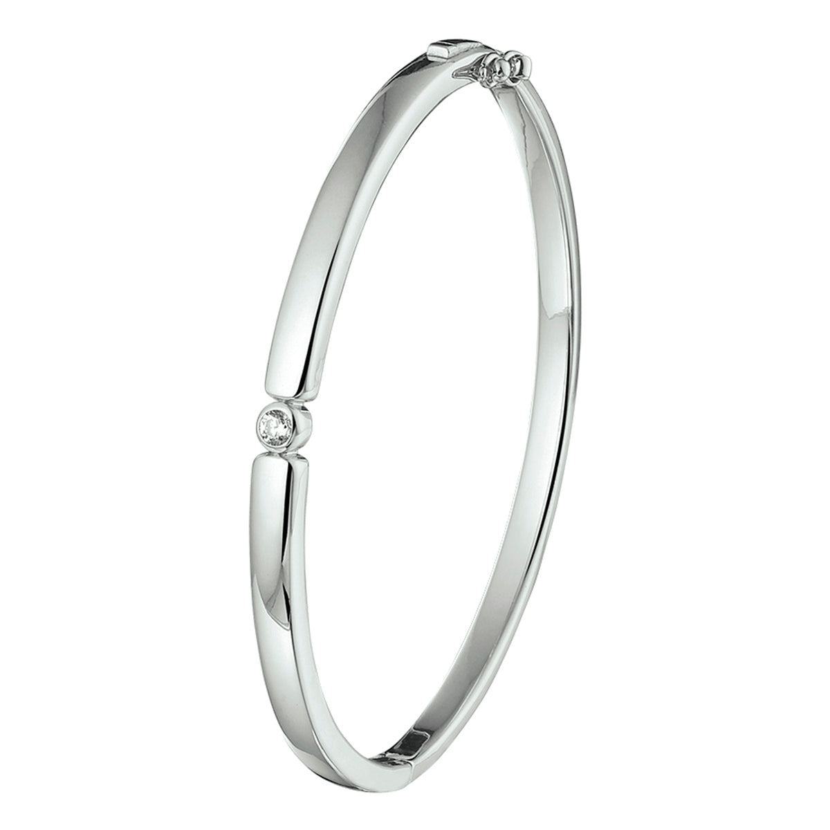 Armreif Scharnier Zirkonia 4,5 x 60 mm Silber rhodiniert