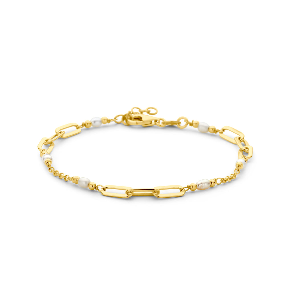 Armband Perlen 18 + 2 cm 3 Mikron vergoldet (gelb)