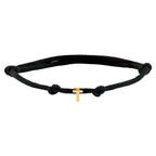 Armband Satin schwarz Buchstabe 13 - 26 cm 14K Gold mit Gummi/Nylon/Leder