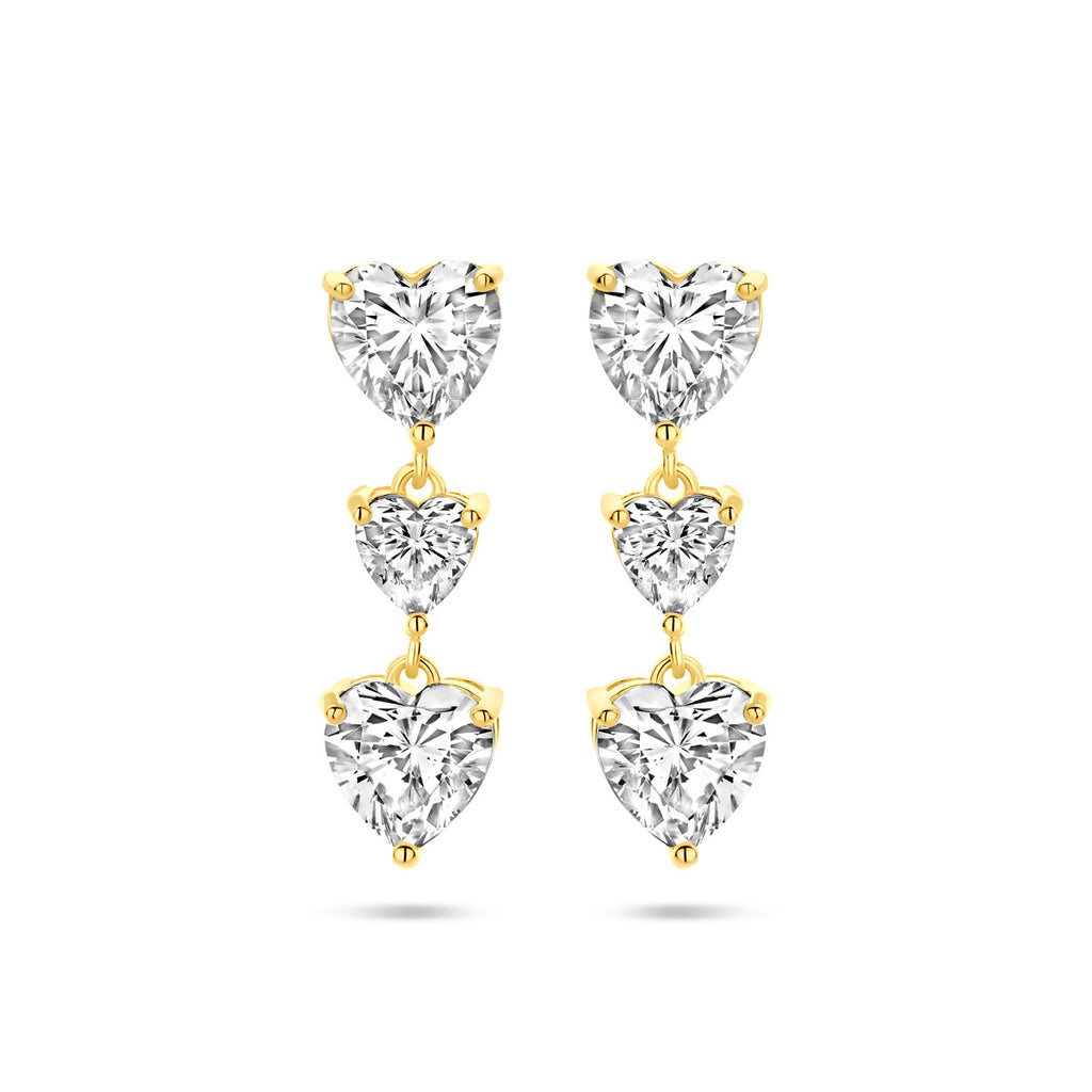 oorhangers hartjes zirkonia 25 mm 1 micron zilver verguld (geel)