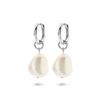 klapoorringen parel 25 mm zilver gerhodineerd