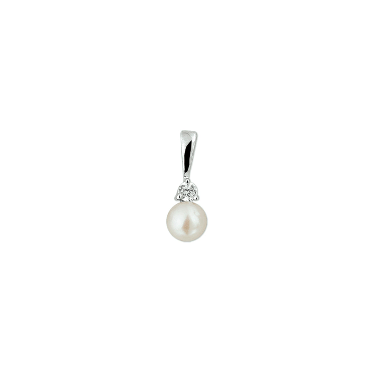 hanger parel en zirkonia zilver gerhodineerd - rond