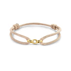 Armband satinbeige 13 - 26 cm 14K Gold mit Kautschuk/Nylon/Leder