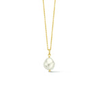 collier synth. parel 40 cm zilver verguld (geel)