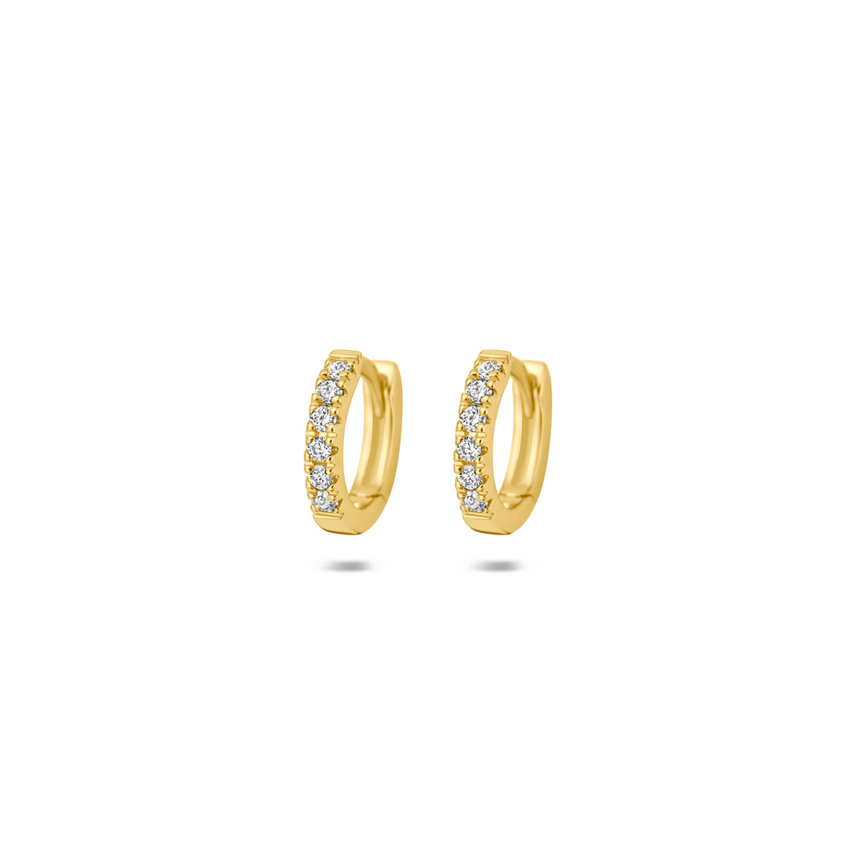 klapoorringen rond lab grown diamant 0.12ct (2x 0.06ct) f vs 10 mm 14K geelgoud - rond