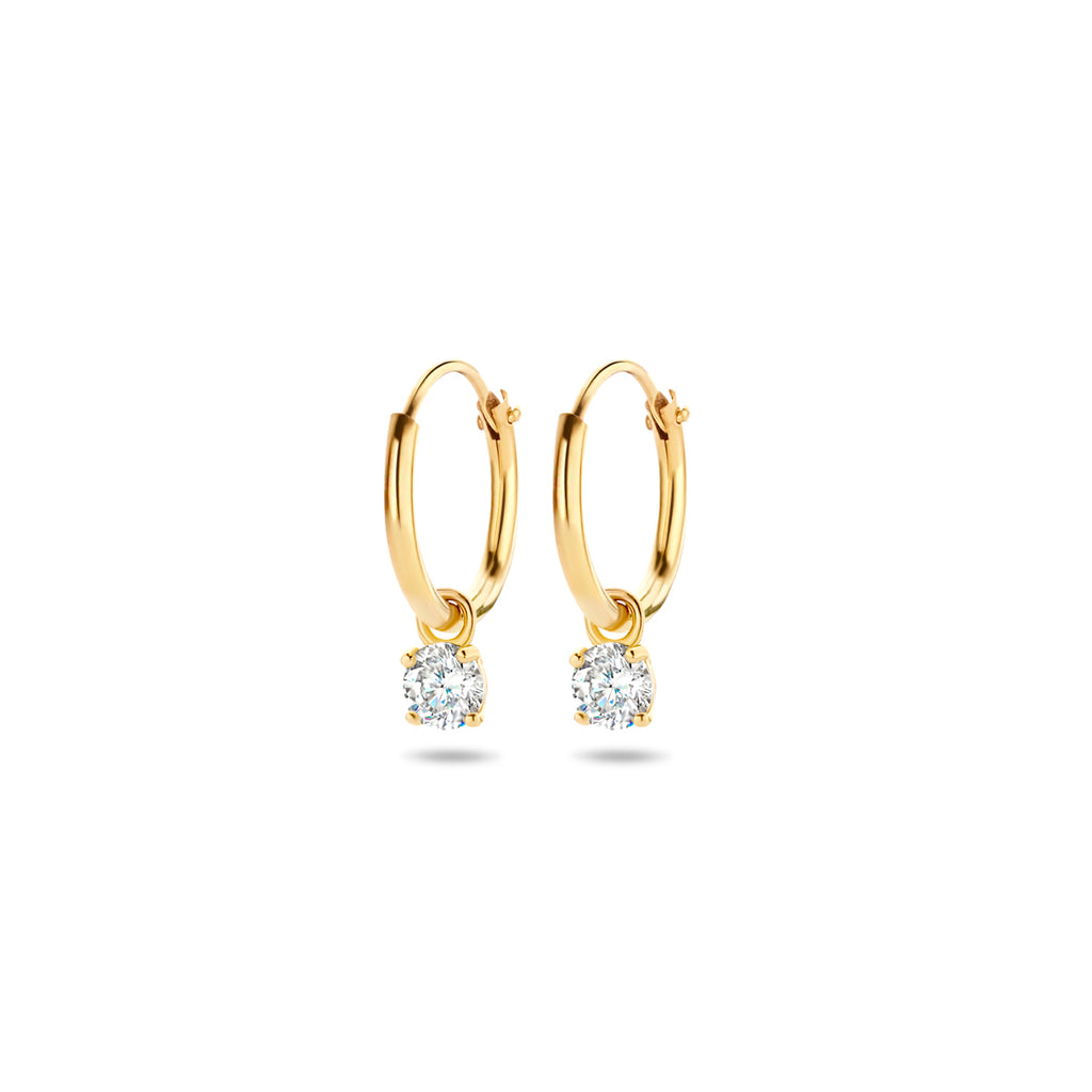 Ohrringe mit Zirkonia-Anhängern 14 mm 14K Gelbgold