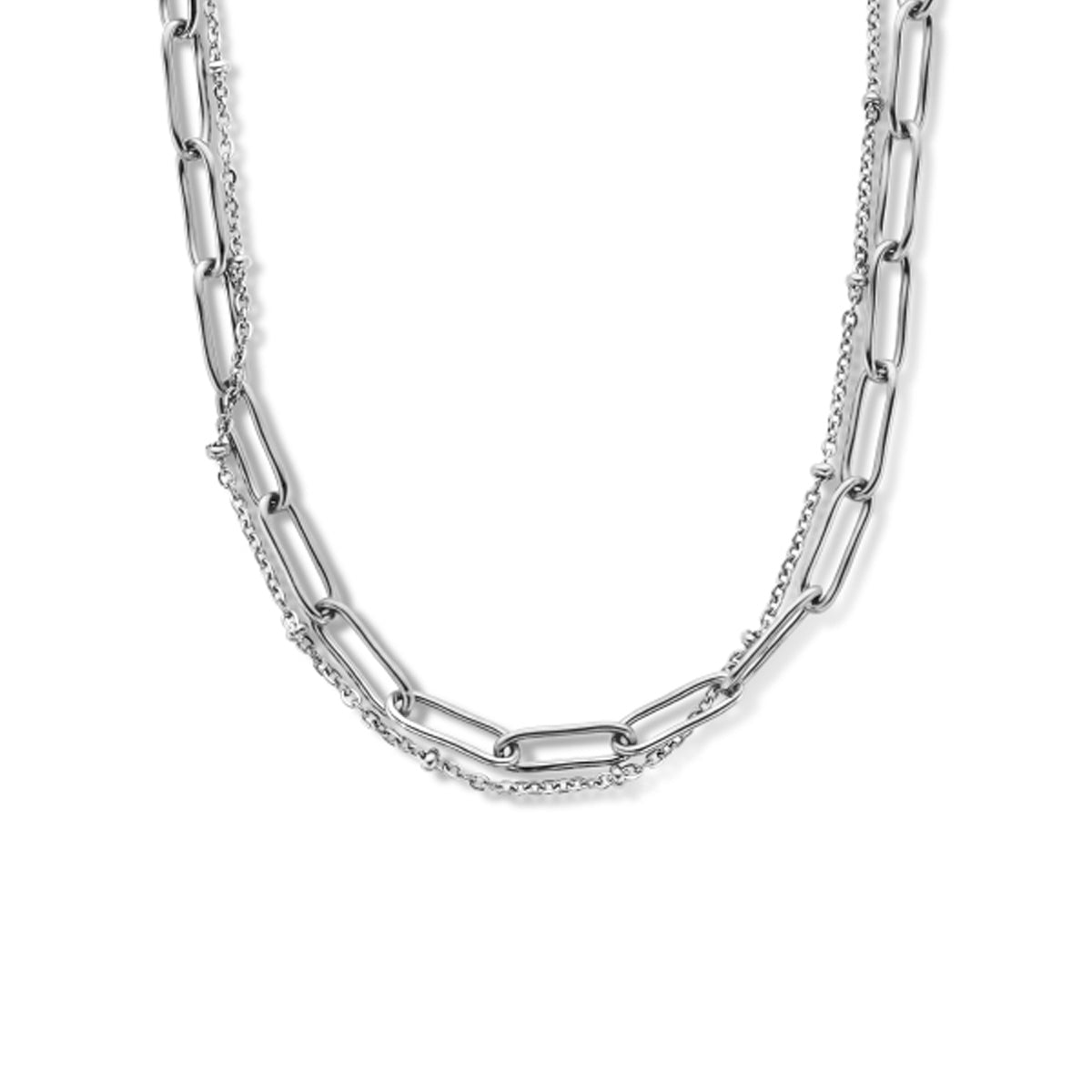 Mehrhalskette Anker und Büroklammer Rundrohr 4,0 mm 43 + 3 cm Edelstahl