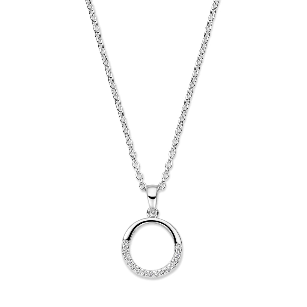 Halskette Zirkonia 41 + 4 cm Silber rhodiniert