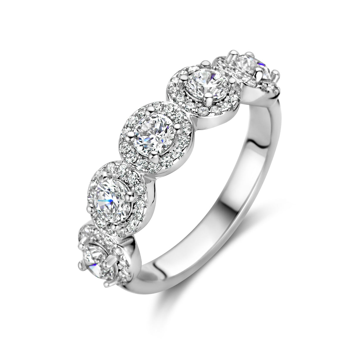 Ring Zikonia Halo Silber rhodiniert
