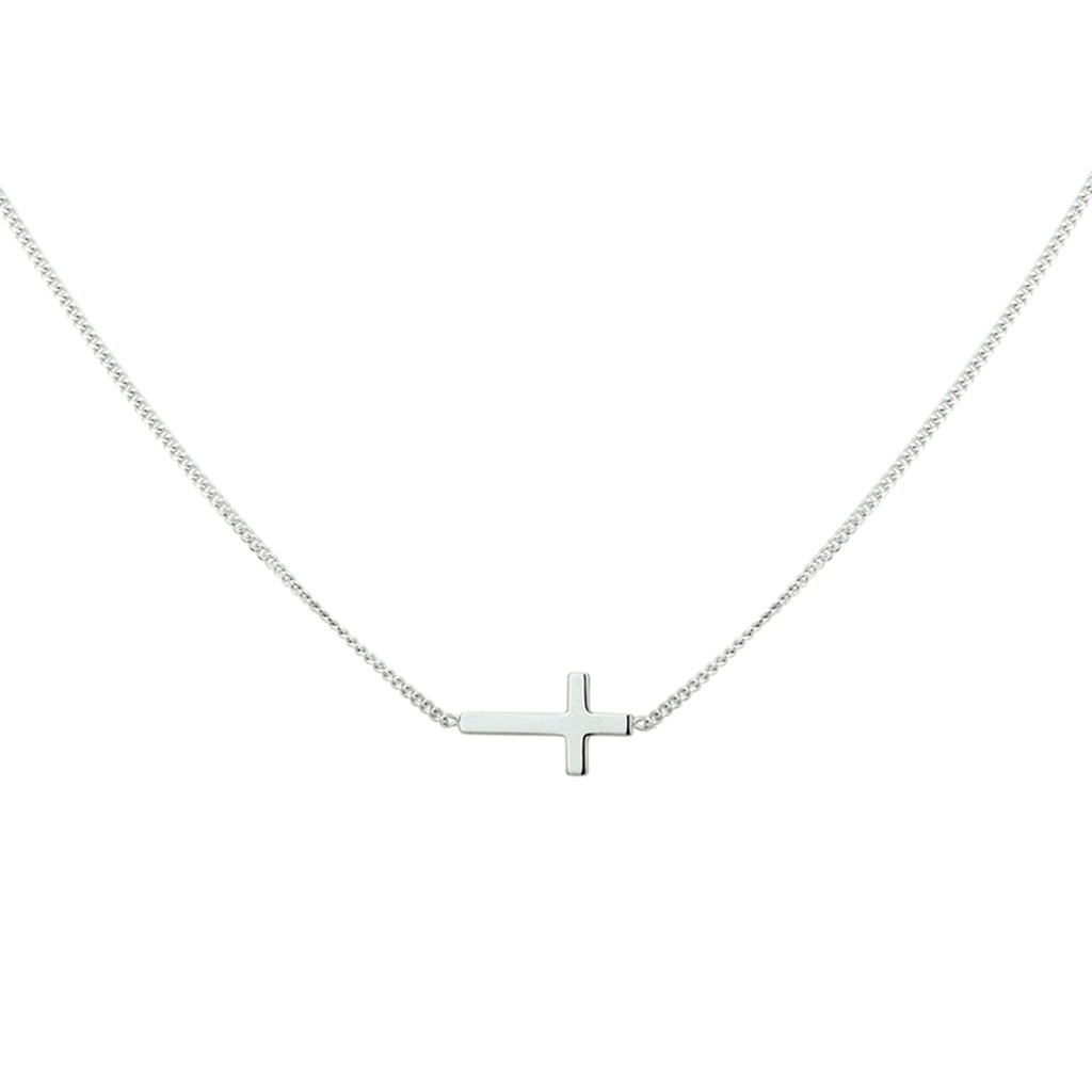 Halskette Kreuz 40 + 5 cm Silber rhodiniert