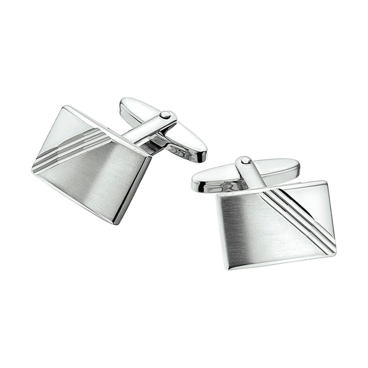 Manschettenknöpfe poly/matt diamantiert, Silber rhodiniert