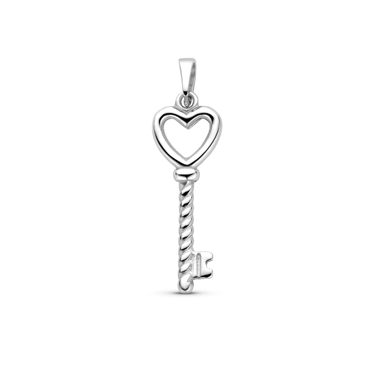 Anhänger Herz und Schlüssel 23 mm rhodiniertes Silber