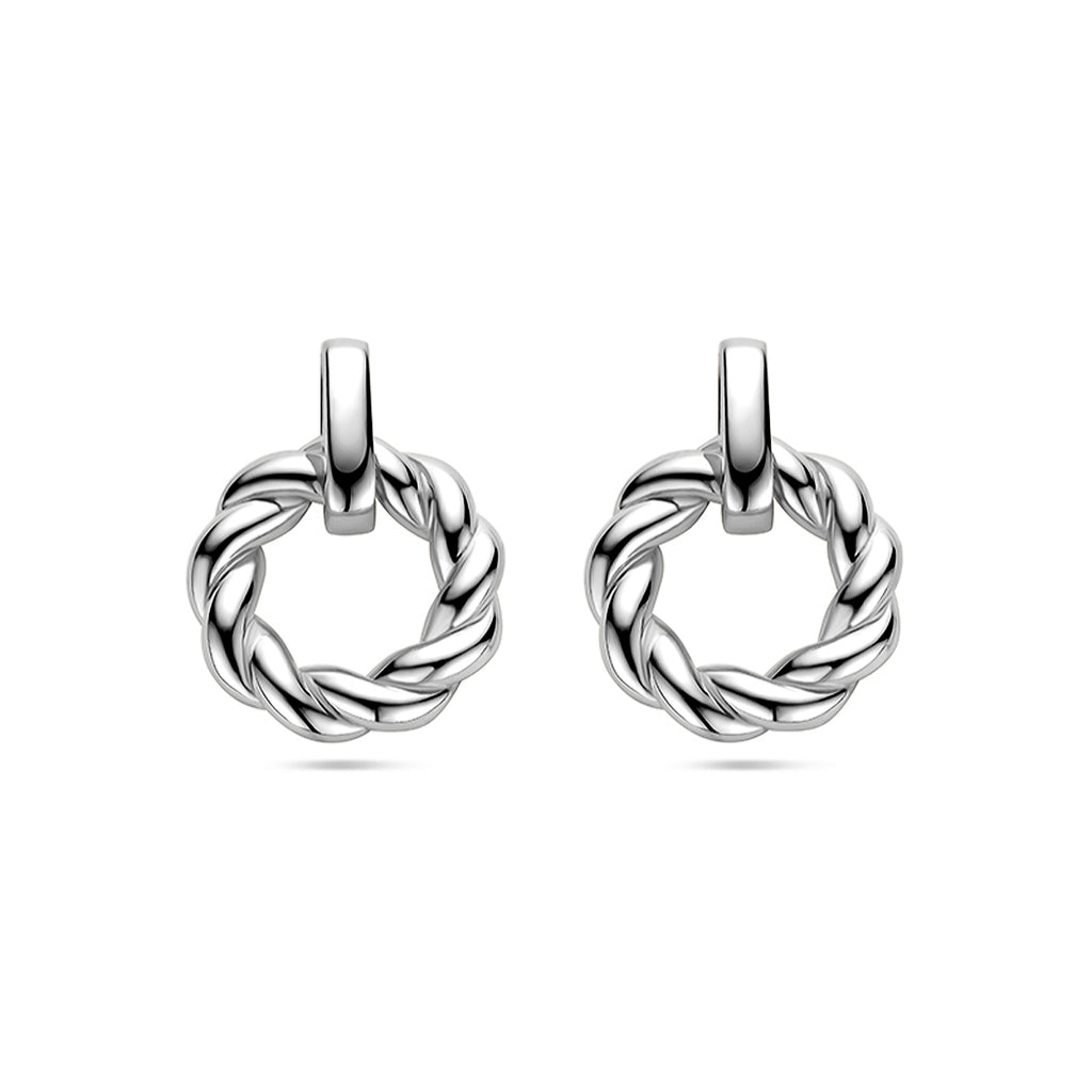oorhangers cirkel gedraaid zilver gerhodineerd