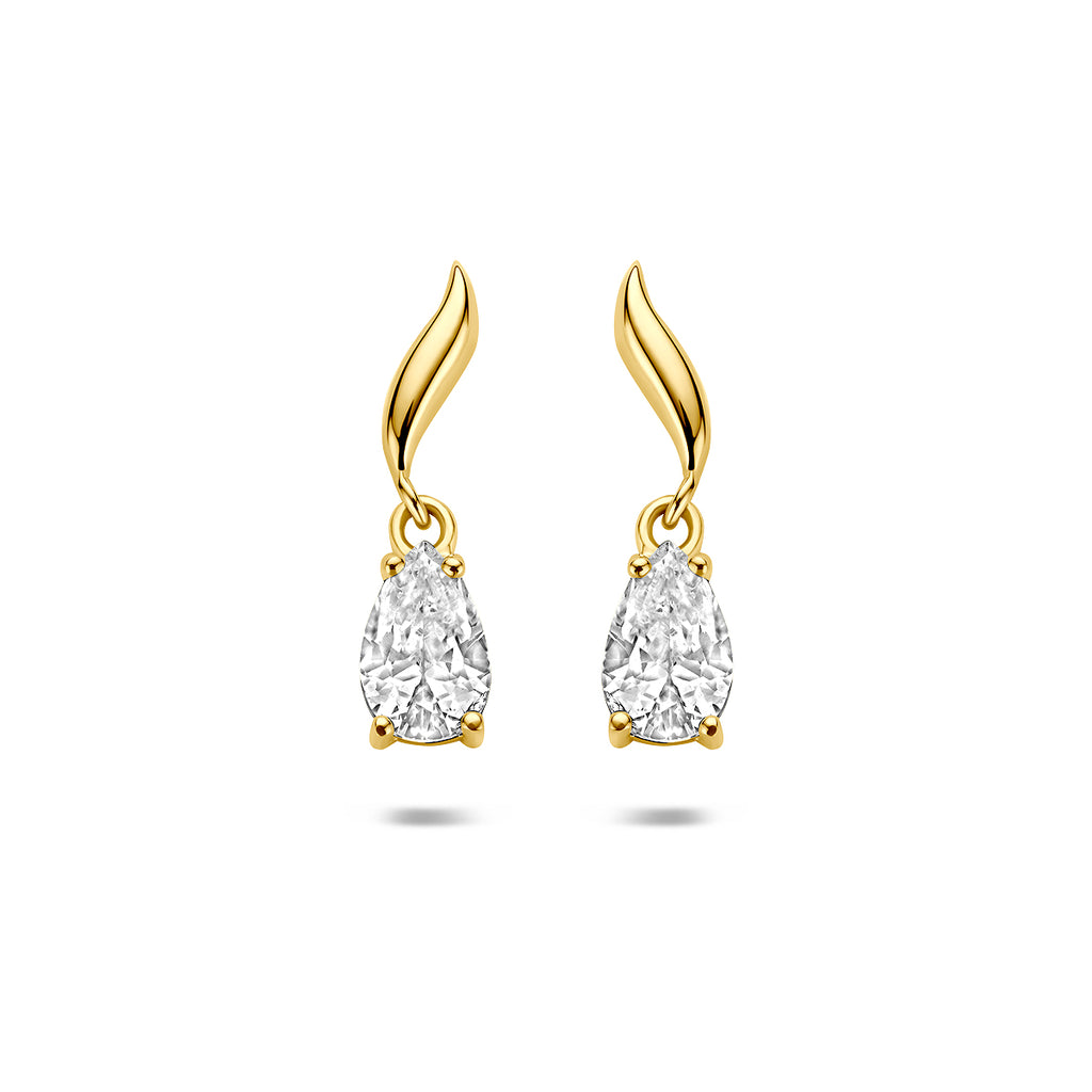 9k oorhangers zirkonia 15 mm 9K geel