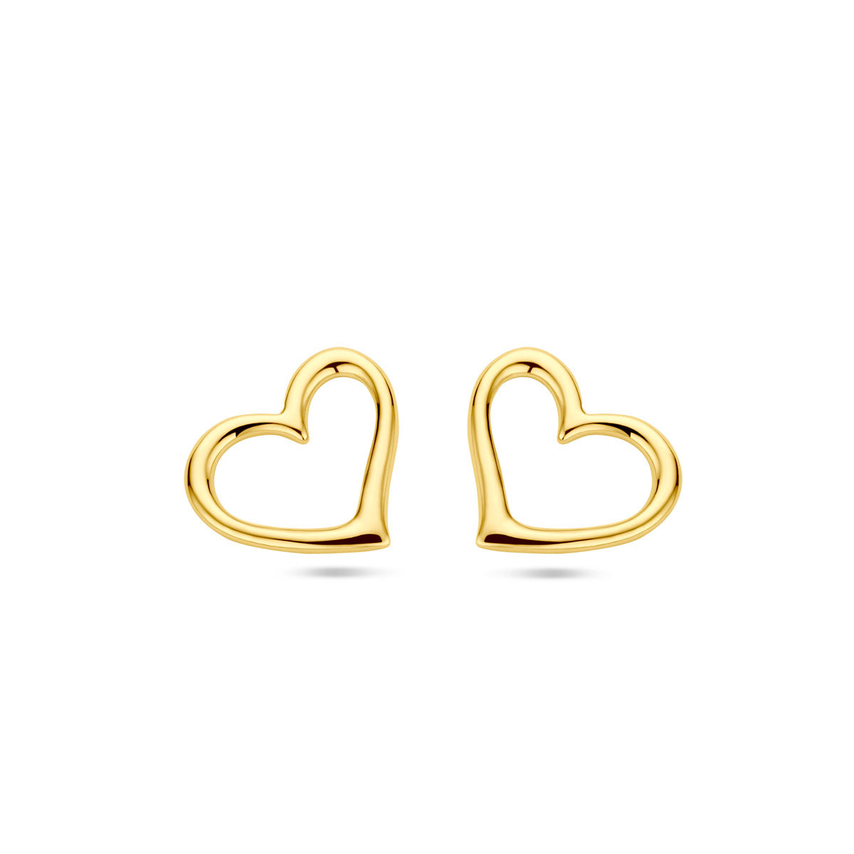 oorknoppen hart 1 micron zilver verguld (geel)