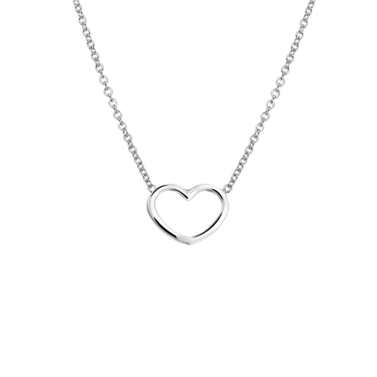 collier hart 41 + 5 cm zilver gerhodineerd
