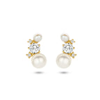 Ohrstecker Perle und Zirkonia 14K Gelbgold