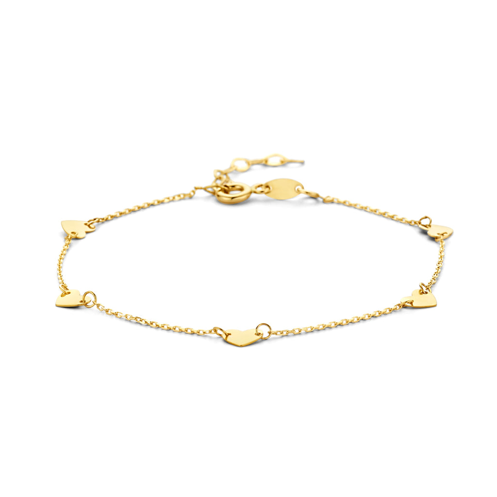 Armband Herzen 16,5 + 2 cm 14K Gelbgold