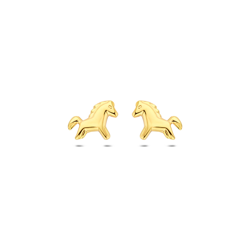 9k oorknoppen paard 6,5 mm 9K geel