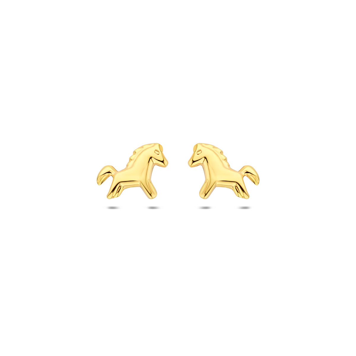 9k oorknoppen paard 6,5 mm 9K geel