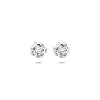 Ohrstecker Blume und Zirkonia Silber rhodiniert