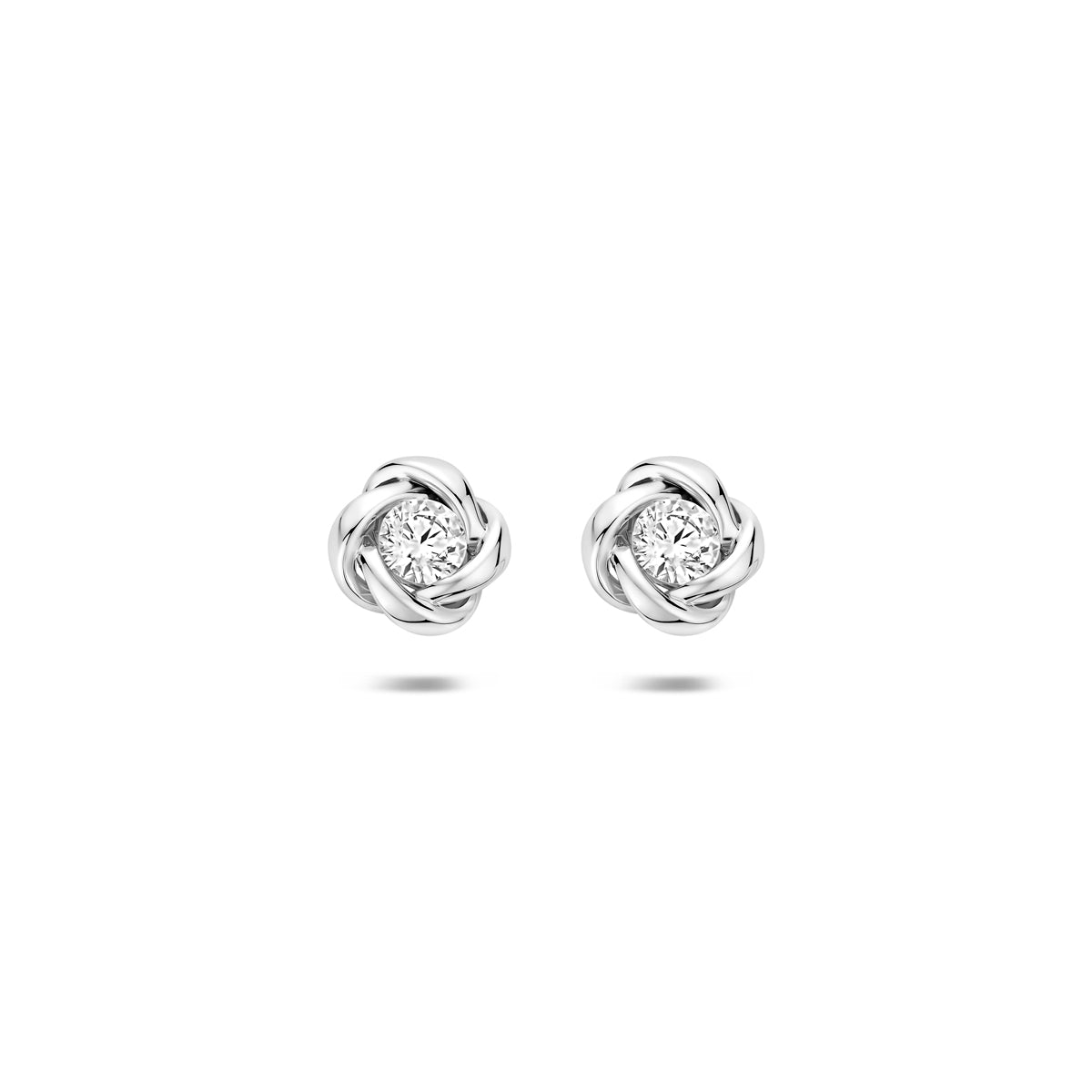 Ohrstecker Blume und Zirkonia Silber rhodiniert