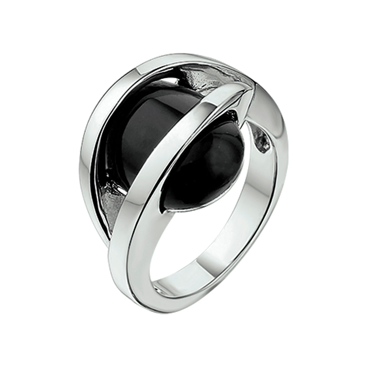 Ring Onyx Silber rhodiniert