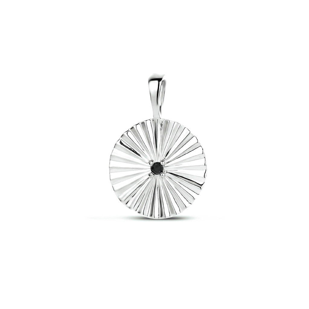 hanger rond zwart zirkonia zilver gerhodineerd