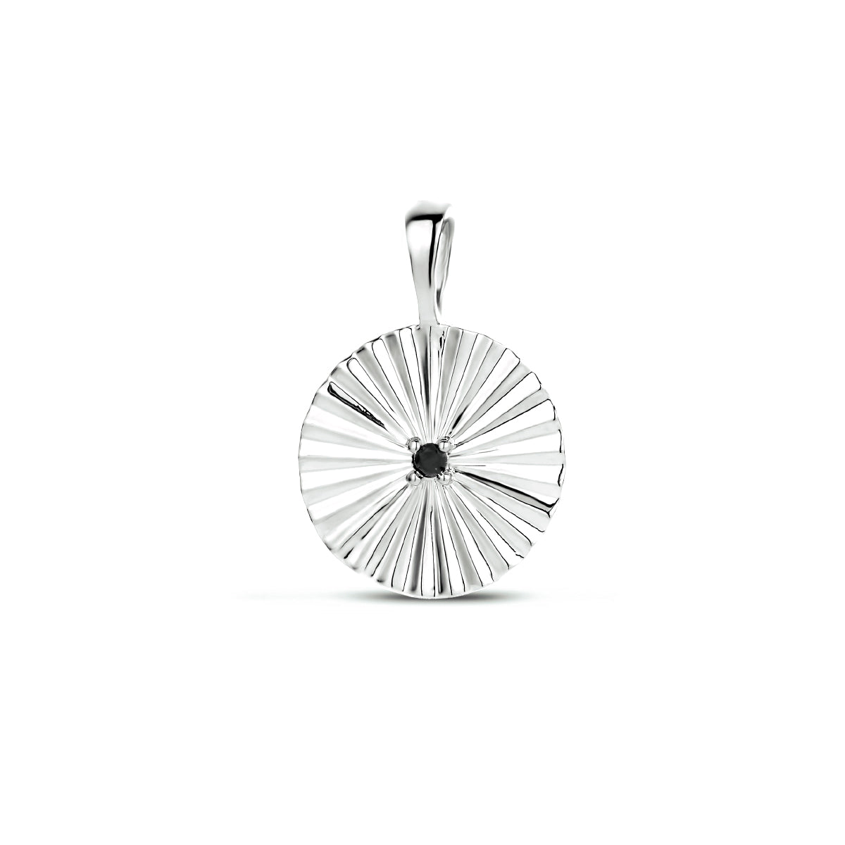 hanger rond zwart zirkonia zilver gerhodineerd