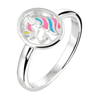 Ring Einhorn Emaille Silber rhodiniert