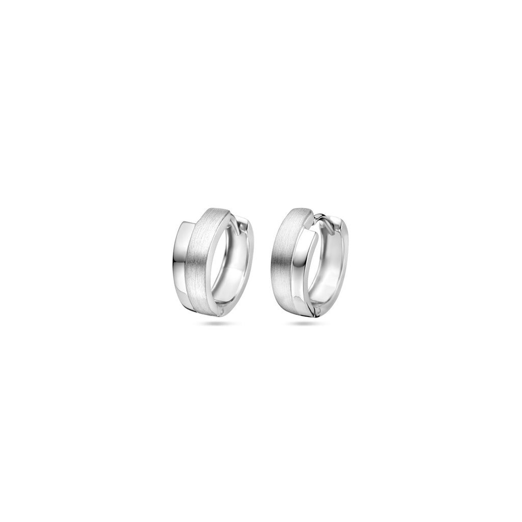 Klappohrringe poliert/matt 15,5 mm rhodiniertes Silber