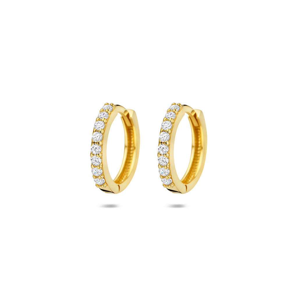 klapoorringen zirkonia 13 mm 14K geelgoud
