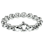 Jasseron-Armband 10 mm mit großem Federringverschluss rhodiniert Silber