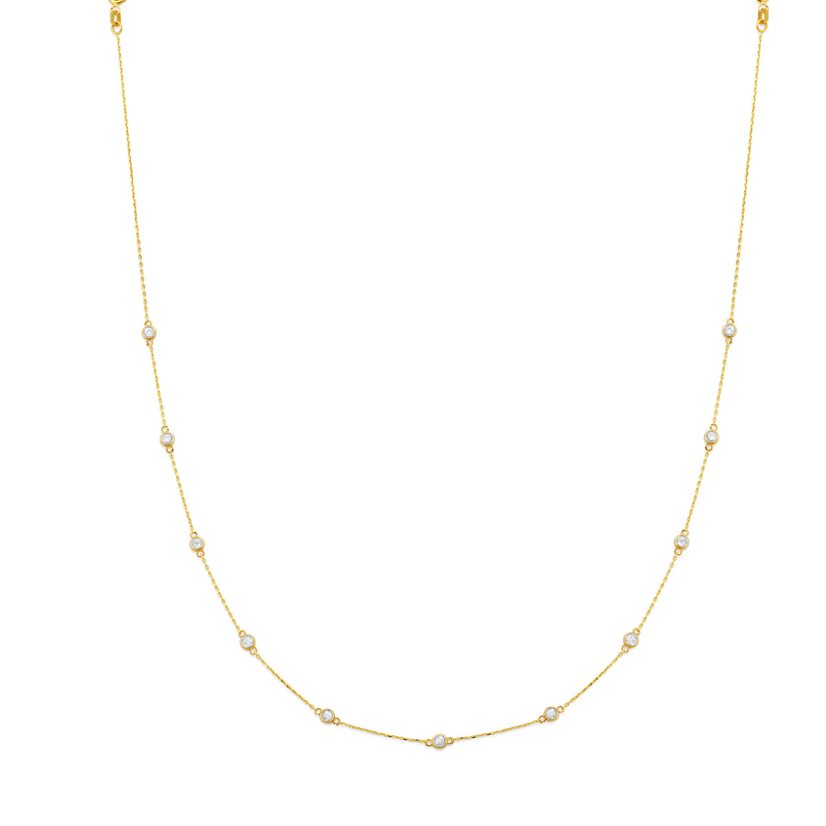 collier zirkonia 41 - 43 - 45 cm 14K geelgoud