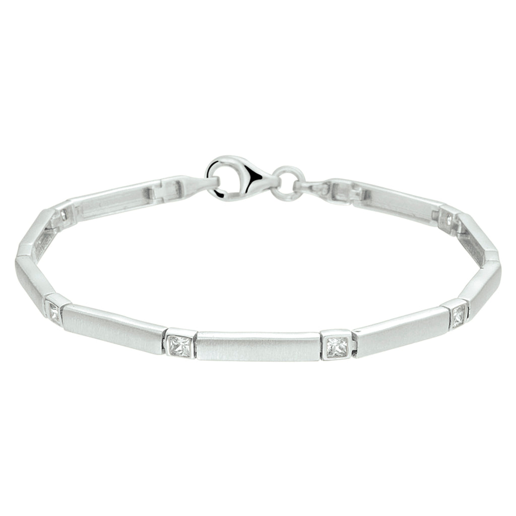 Armband Poly/Zirkonia matt 3,3 mm 19 cm Silber rhodiniert