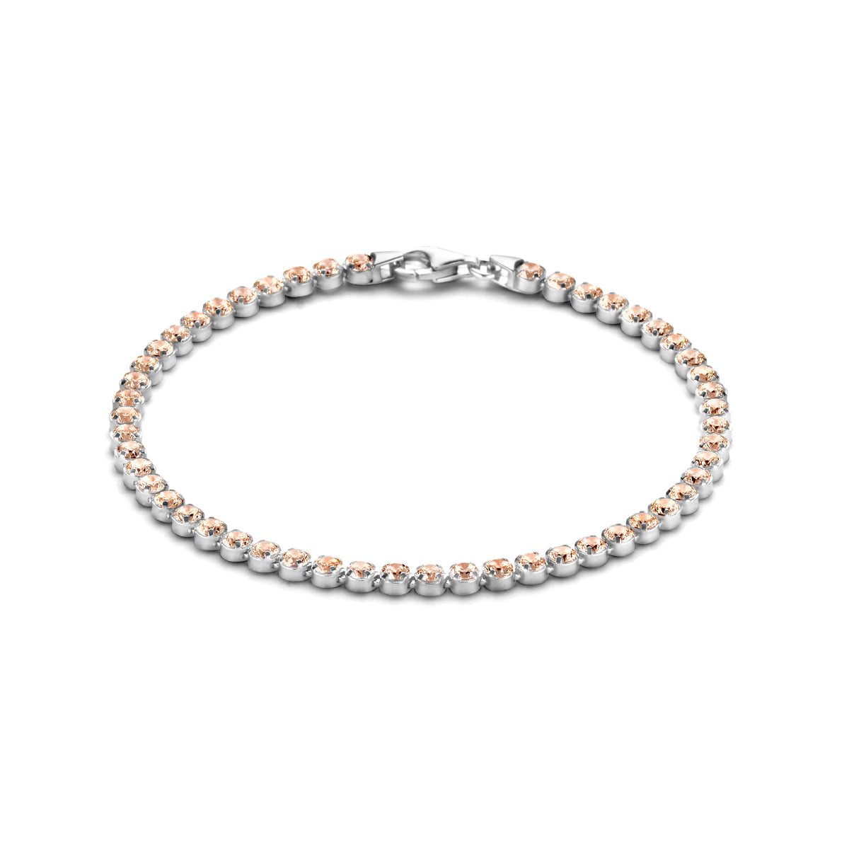 tennisarmband champagne zirkonia 2,8 mm 16 + 3 cm zilver gerhodineerd
