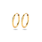 Ohrringe runder Rohr gefasst 16 mm 14K Gelbgold