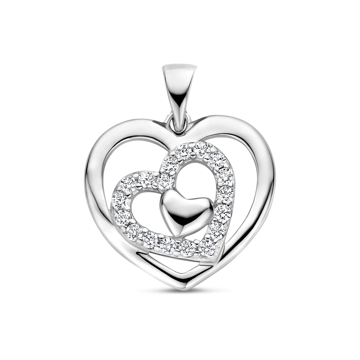 hanger hart zirkonia 14 mm zilver gerhodineerd