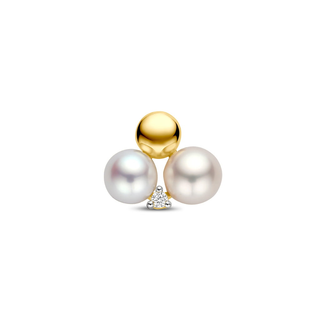 hanger parels en diamant 0.02ct h si 11 mm 14K geelgoud