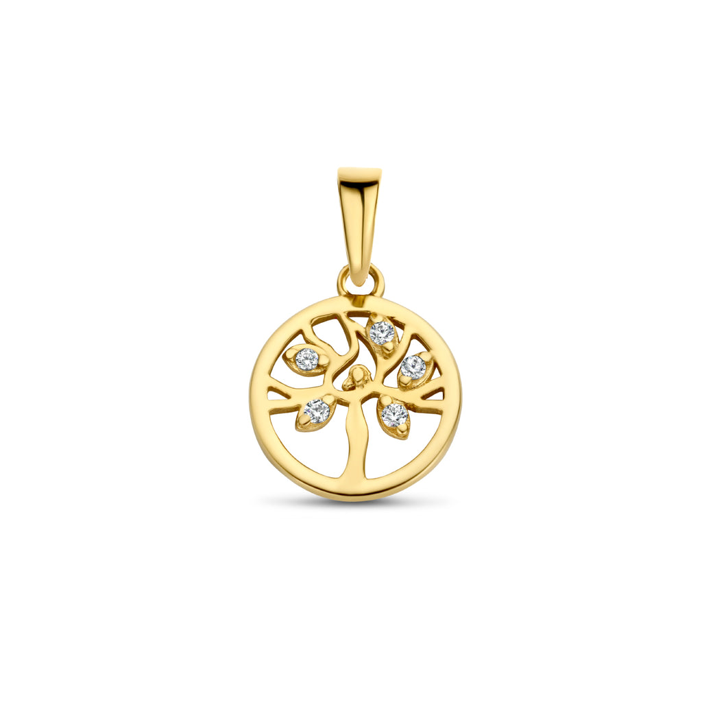 Anhänger Lebensbaum Zirkonia 14K Gelbgold