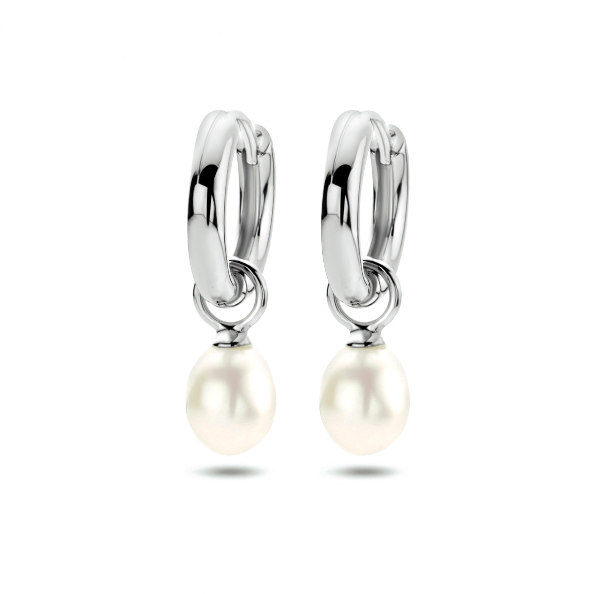 Kreolen Perle 24 mm Silber rhodiniert