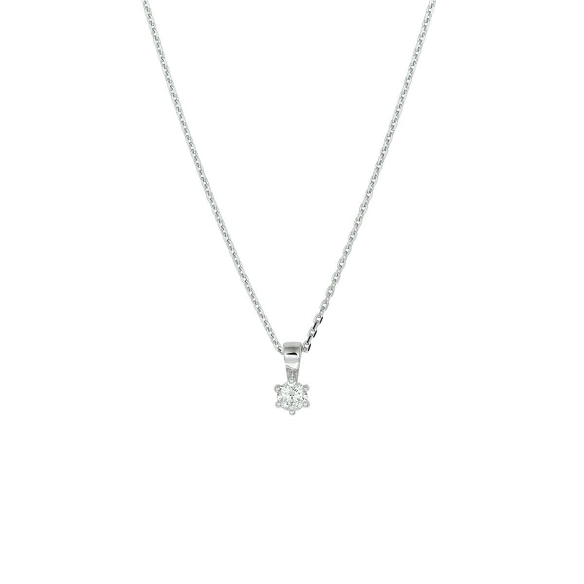 Halskette Zirkonia 41 + 4 cm Silber rhodiniert