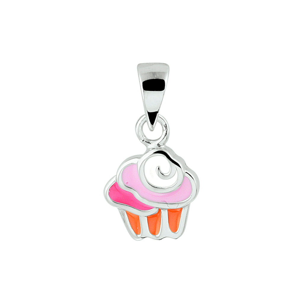 hanger cupcake emaille zilver gerhodineerd