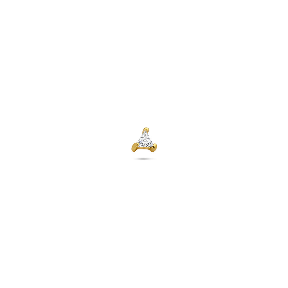 flat back piercing driehoek zirkonia 3 mm 1 micron zilver verguld (geel)