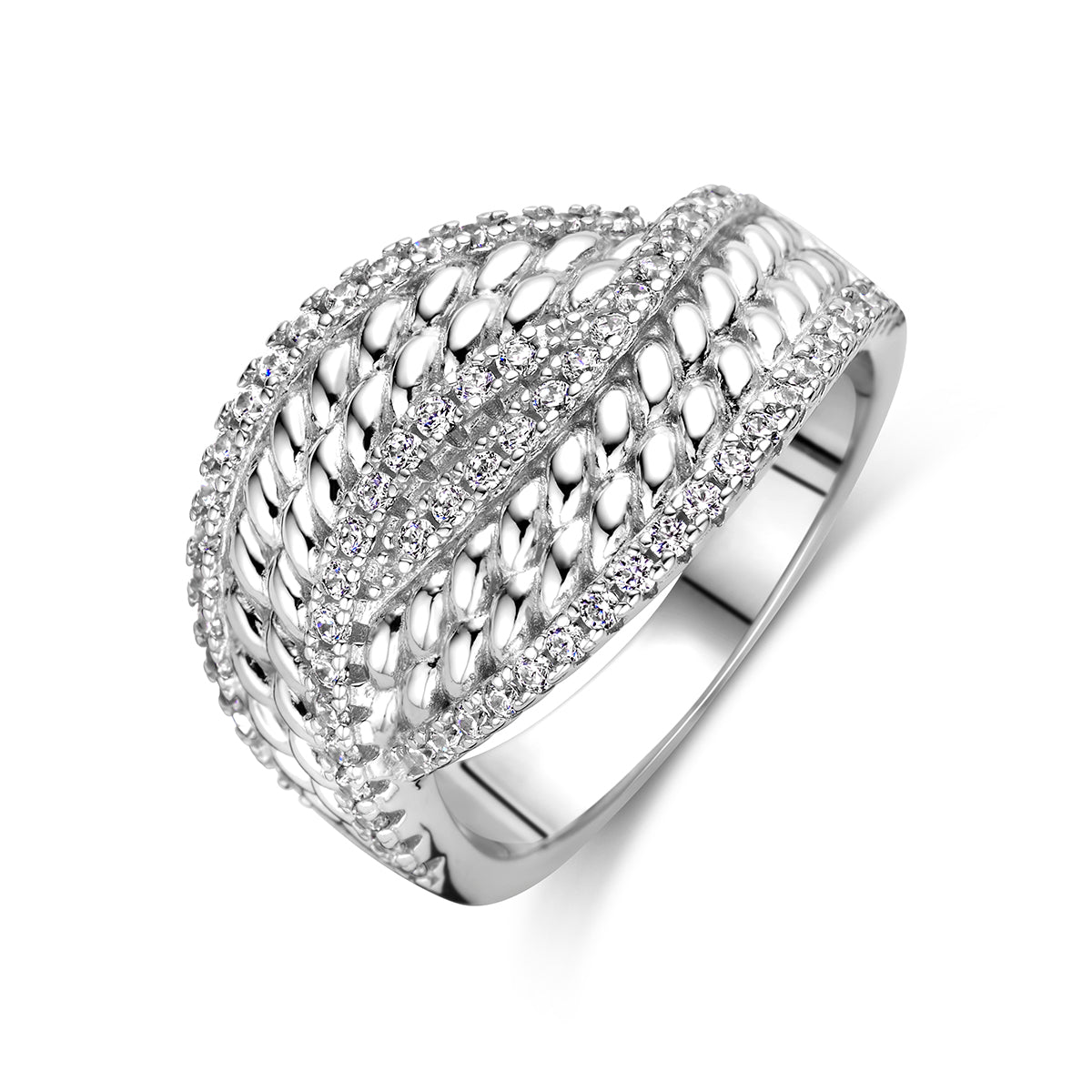 ring zirkonia zilver gerhodineerd