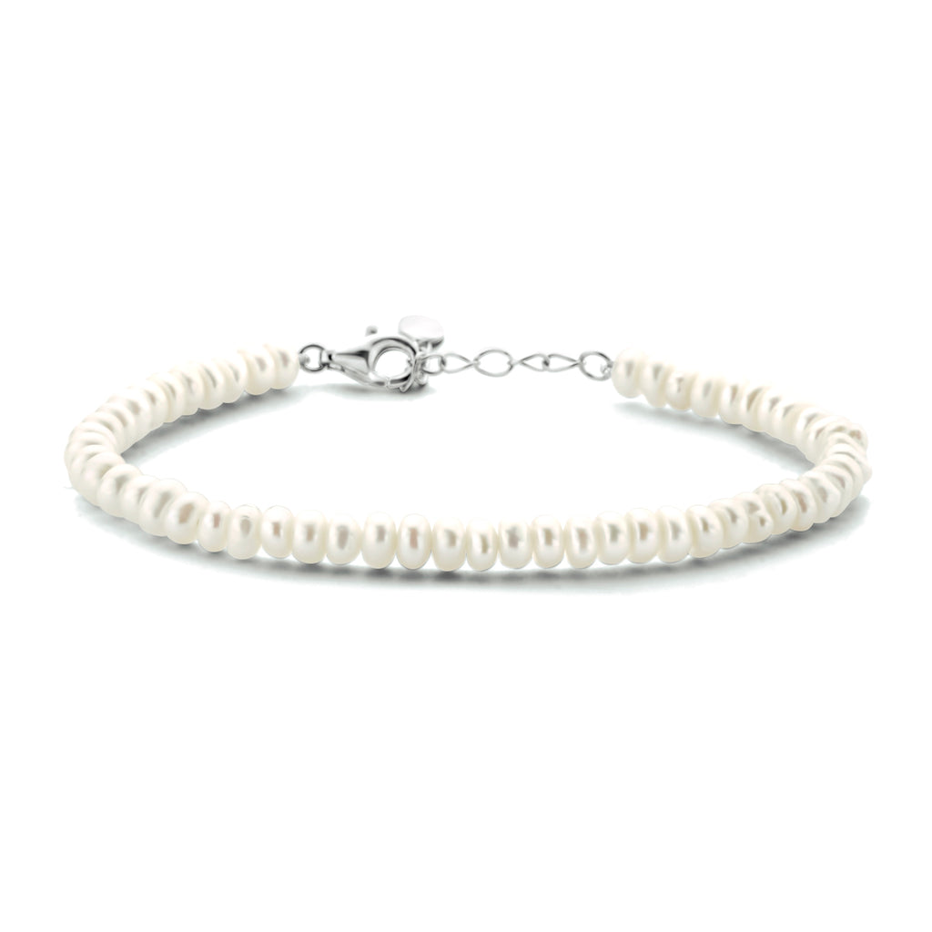 armband parel 4,0 mm 16 + 3 cm zilver gerhodineerd