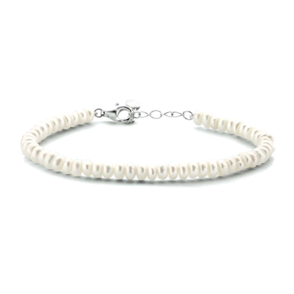 armband parel 4,0 mm 16 + 3 cm zilver gerhodineerd