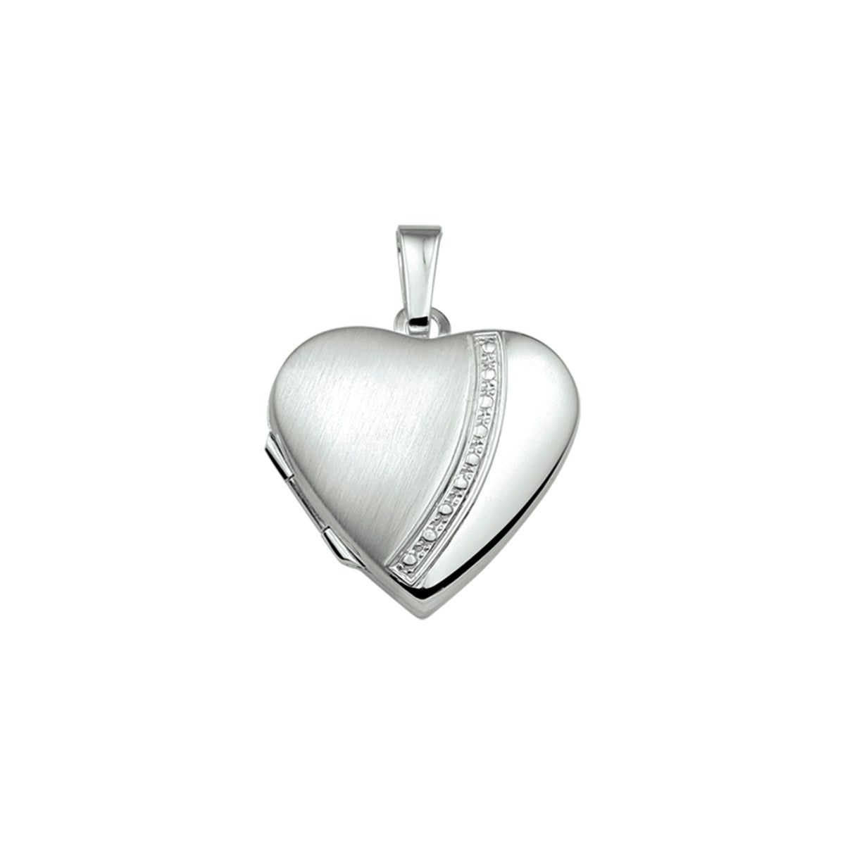 medaillon hart poli/mat 20 mm zilver wit