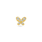 flat back piercing vlinder zirkonia 4,5 mm 14K geelgoud